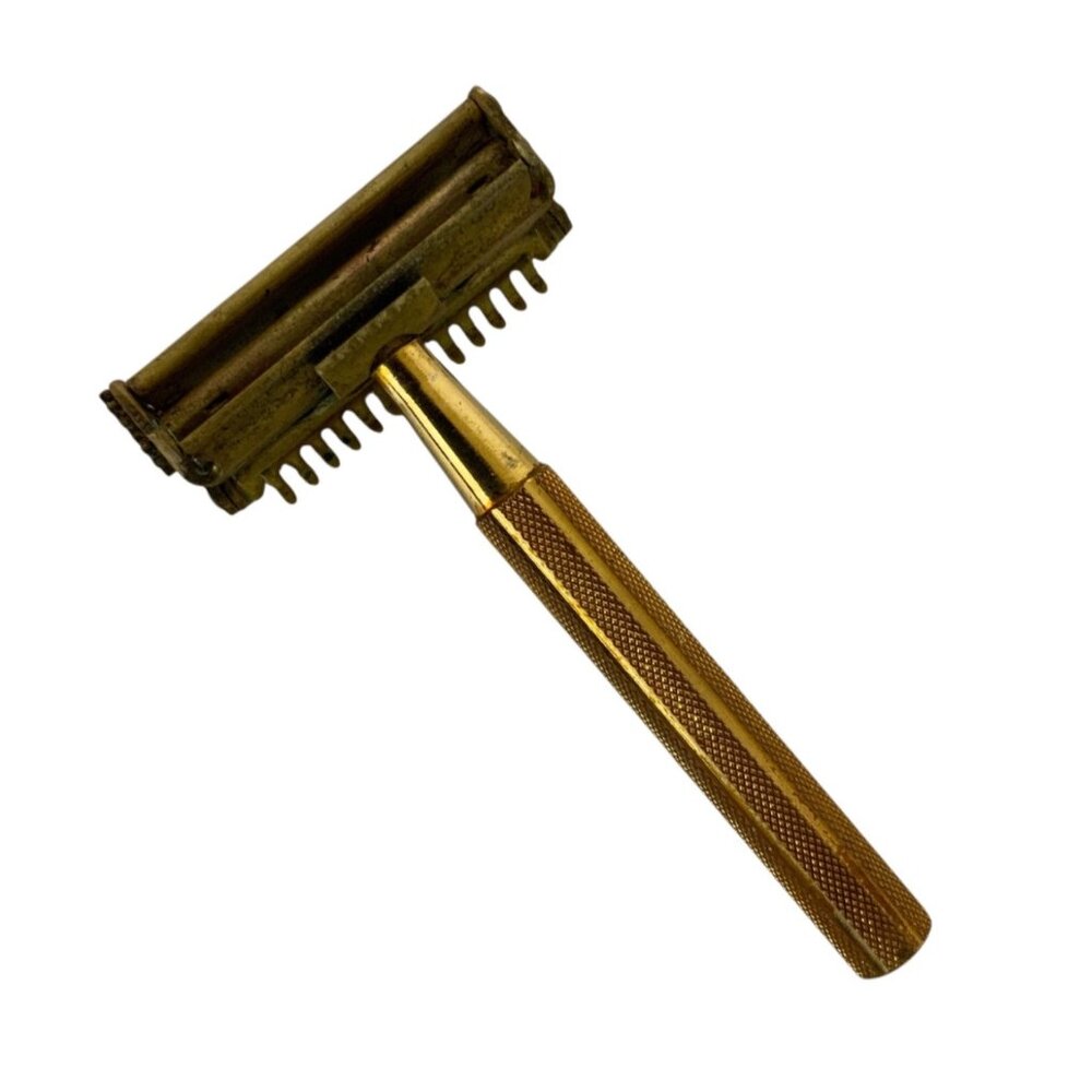 Vintage Valet Auto Strop Single Edge Safety Razor Gold 1940s Made in USA